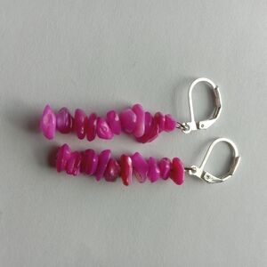 Pink shell dyed earrings boho bohemian western hippie bohochic bohowestern